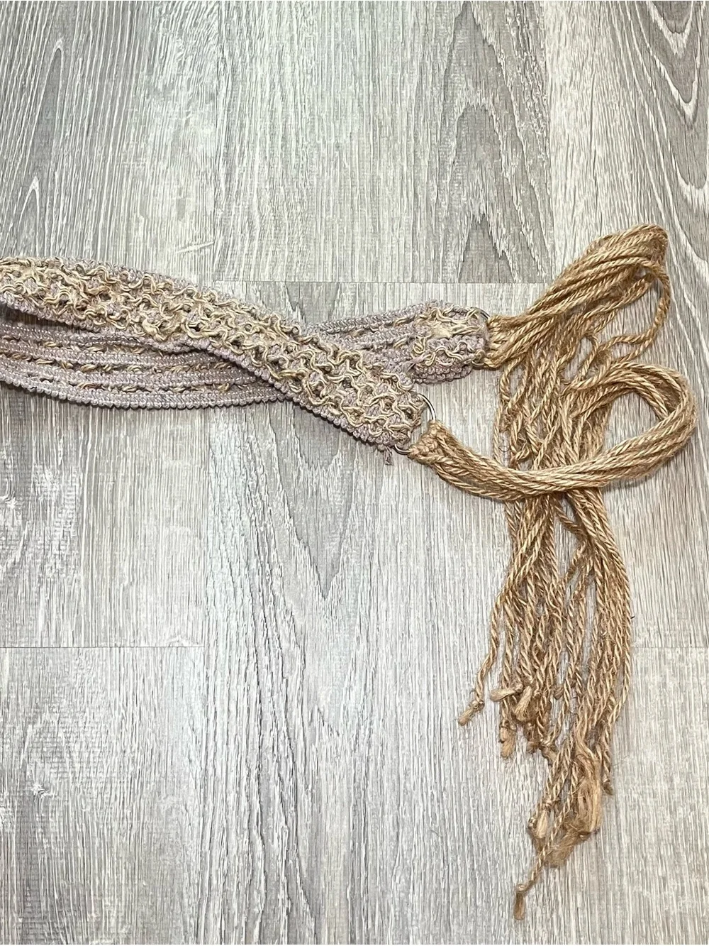 Small Brown and Lilac Purple Macramé Jute Rope Y2K Belt